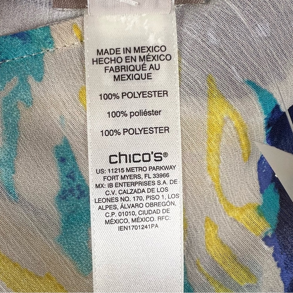 NWT Chico’s hand-painted paisley Chianti sheer poncho in Nocturne Navy. - Picture 8 of 10